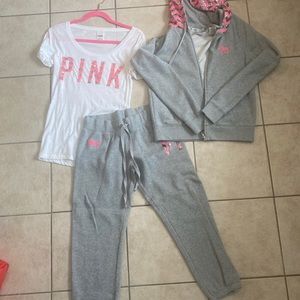 Pink Victoria’s Secret 3 piece set.